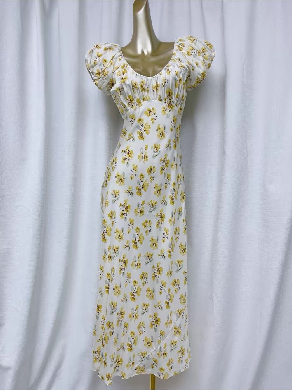 NWOT Doen Floral-print Silk-blend Midi Dress in Yellow, Size XXS/XS/S/M/L - Picture 13 of 16